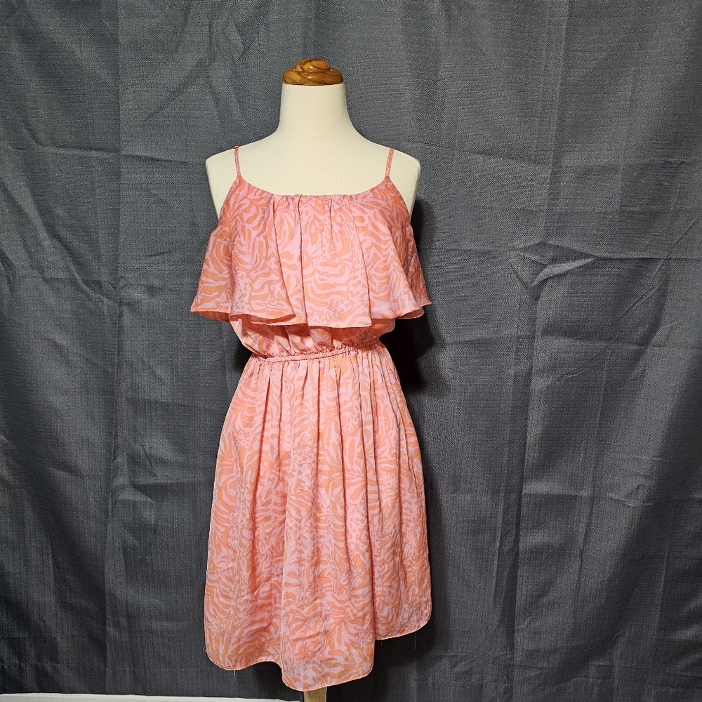 Lilly Pulitzer for Target Pink Orange Floral Ruffle Mini Dress Small